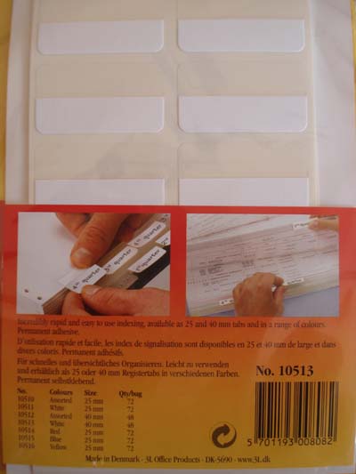 3L 10513 Index Tabs 12 x 40mm White Pkt 48 Free Shipping.